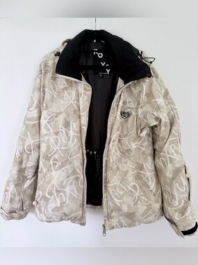 Roxy Snowboard Ski Jacket Beige Print Size S